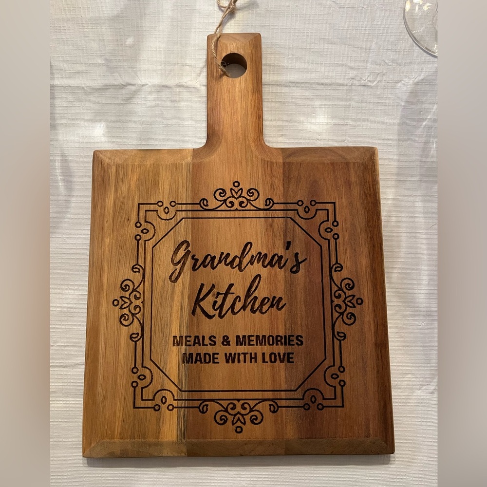NEW Cutting Board, 13” L x 9-1/2” W. Grandma’s Kitchen Board. Great gift!